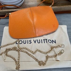 Louis Vuitton Pochette Demi Lune in orange Epi Leather.
